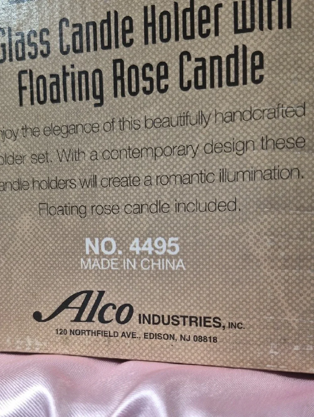 Litetyme Glass Candle Holder with Floating Rose Candle - Pink Nwe 2225